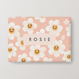 Monogram Personalisiert Smile Daisy Floral Muster Button