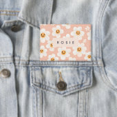 Monogram Personalisiert Smile Daisy Floral Muster Button (Insitu)