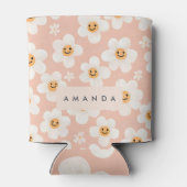 Monogram Personalisiert Smile Daisy Floral Muster Dosenkühler (Rückseite)