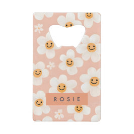 Monogram Personalisiert Smile Daisy Floral Muster Geldbeutel Flaschenöffner