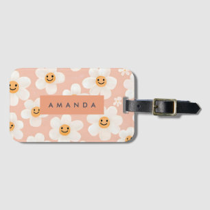 Monogram Personalisiert Smile Daisy Floral Muster Gepäckanhänger
