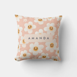 Monogram Personalisiert Smile Daisy Floral Muster Kissen
