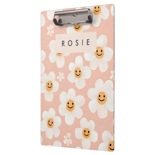 Monogram Personalisiert Smile Daisy Floral Muster Klemmbrett (Links)