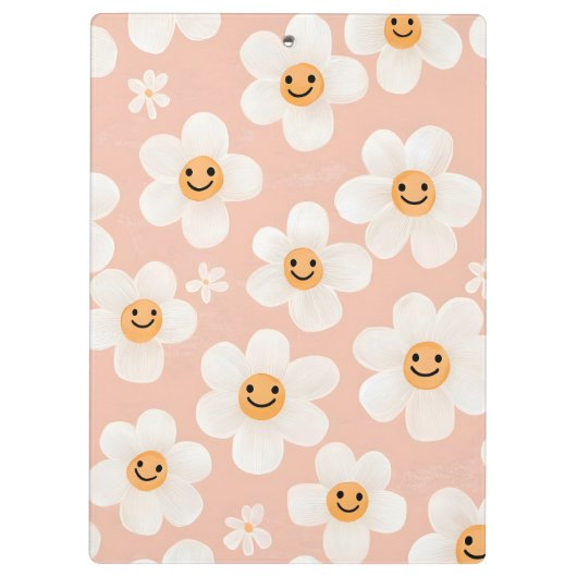 Monogram Personalisiert Smile Daisy Floral Muster Klemmbrett (Rückseite)