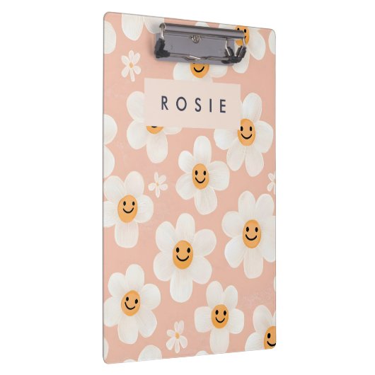 Monogram Personalisiert Smile Daisy Floral Muster Klemmbrett (Rechts)