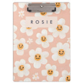 Monogram Personalisiert Smile Daisy Floral Muster Klemmbrett (Vorderseite)