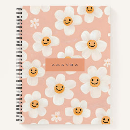 Monogram Personalisiert Smile Daisy Floral Muster Notizblock