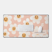 Monogram Personalisiert Smile Daisy Floral Muster Schreibtischunterlage (Tastatur & Maus)