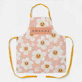 Monogram Personalisiert Smile Daisy Floral Muster Schürze (Vorderseite)