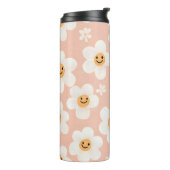 Monogram Personalisiert Smile Daisy Floral Muster Thermosbecher (Nach links gedreht)