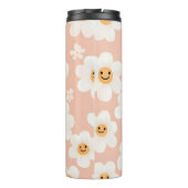 Monogram Personalisiert Smile Daisy Floral Muster Thermosbecher (Rückseite)