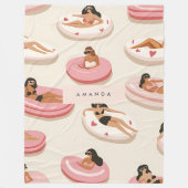 Monogram Personalisiert Summer Pool Floating Muste Fleecedecke (Vorderseite)