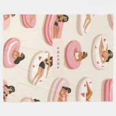 Monogram Personalisiert Summer Pool Floating Muste Fleecedecke (Vorderseite (Horizontal))