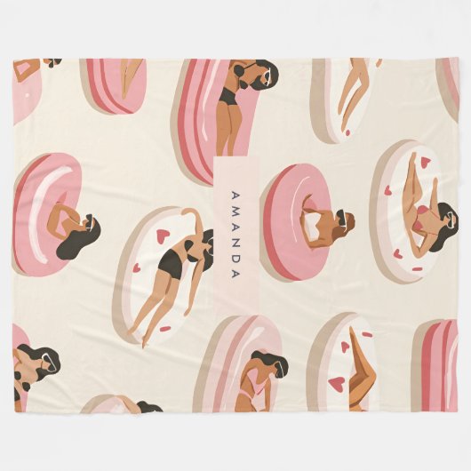 Monogram Personalisiert Summer Pool Floating Muste Fleecedecke (Vorderseite (Horizontal))