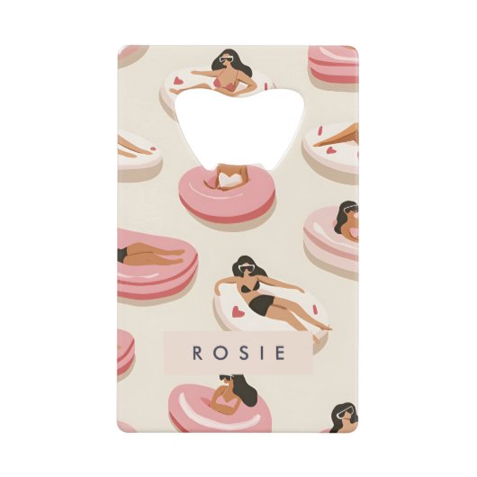 Monogram Personalisiert Summer Pool Floating Muste Geldbeutel Flaschenöffner (Vorderseite)