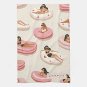 Monogram Personalisiert Summer Pool Floating Muste Geschirrtuch (Vertikal)