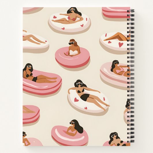 Monogram Personalisiert Summer Pool Floating Muste Notizblock (Rückseite)