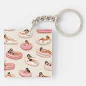 Monogram Personalisiert Summer Pool Floating Muste Schlüsselanhänger (Rückseite)