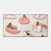 Monogram Personalisiert Summer Pool Floating Muste Schreibtischunterlage (Tastatur & Maus)
