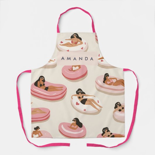 Monogram Personalisiert Summer Pool Floating Muste Schürze (Vorderseite)