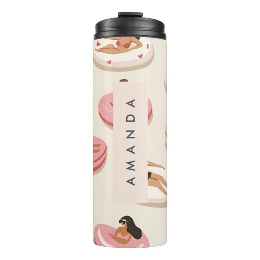 Monogram Personalisiert Summer Pool Floating Muste Thermosbecher (Vorderseite)