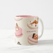 Monogram Personalisiert Summer Pool Floating Muste Zweifarbige Tasse (VorderseiteRechts)