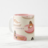 Monogram Personalisiert Summer Pool Floating Muste Zweifarbige Tasse (Vorderseite Links)