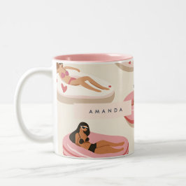 Monogram Personalisiert Summer Pool Floating Muste Zweifarbige Tasse