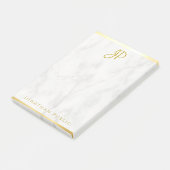 Monogram Personalisiert Template Weißes Marmor Gol Post-it Klebezettel (angewinkelt)