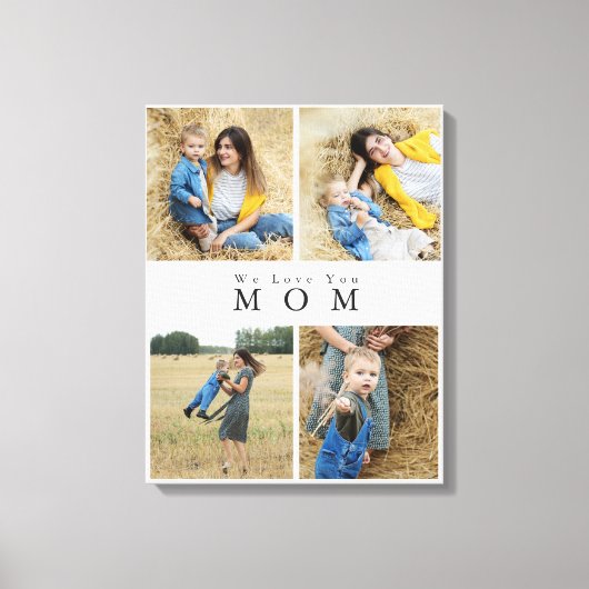 Monogram Personalisierte Foto Collage Mother Famil Leinwanddruck (Vorderseite)