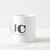 Monogram personalisierte klassische fett Schwarz-w Kaffeetasse (Vorderseite Links)