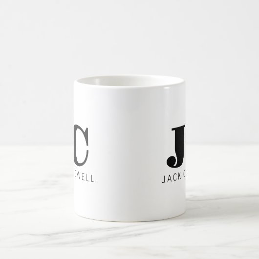 Monogram personalisierte klassische fett Schwarz-w Kaffeetasse (Mittel)