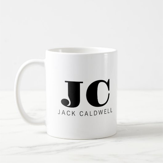 Monogram personalisierte klassische fett Schwarz-w Kaffeetasse (Links)