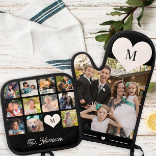 Monogram personalisierte moderne Multikeil-Collage Ofenhandschuh & Topflappen-Set