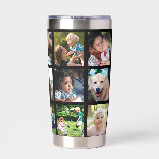 Monogram personalisierte moderne Multikeil-Collage Thermobecher (Rückseite)