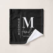 Monogram, personalisierte Schwarzweißfamilie Badhandtuch Set (Waschlappen)