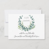 Monogram personalize Eukalyptus Script Wedding Dankeskarte (Vorderseite)
