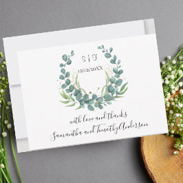Monogram personalize Eukalyptus Script Wedding Dankeskarte