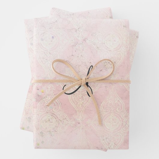 Monogram personalize Pink Glitzer Elegant Trendy Geschenkpapier Set (Beispiel)