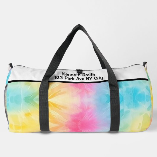 Monogram Personalize Rainbow Tie Dye Girl Gear bag Duffle Bag (Rückseite)