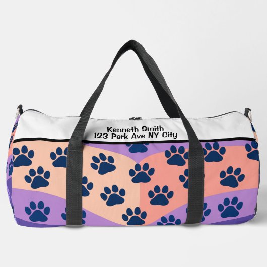 Monogram Personalize Wavy Paw Print Pet Travel  Duffle Bag (Vorderseite)