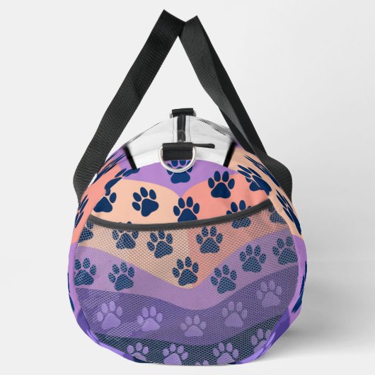 Monogram Personalize Wavy Paw Print Pet Travel Duffle Bag (Rechts)