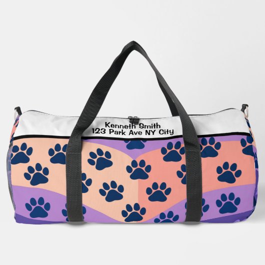 Monogram Personalize Wavy Paw Print Pet Travel Duffle Bag (Rückseite)