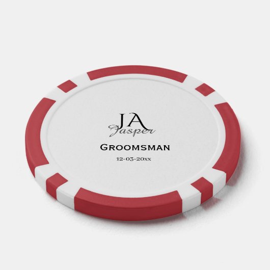Monogram personalized groomsman best man name date pokerchips (Einzeln)