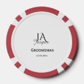 Monogram personalized groomsman best man name date pokerchips (Rückseite)