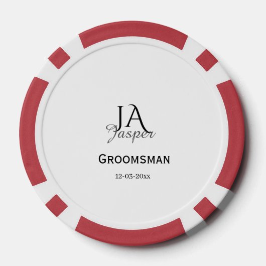 Monogram personalized groomsman best man name date pokerchips (Rückseite)