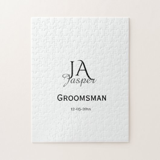 Monogram personalized groomsman best man name date puzzle (Vertikal)