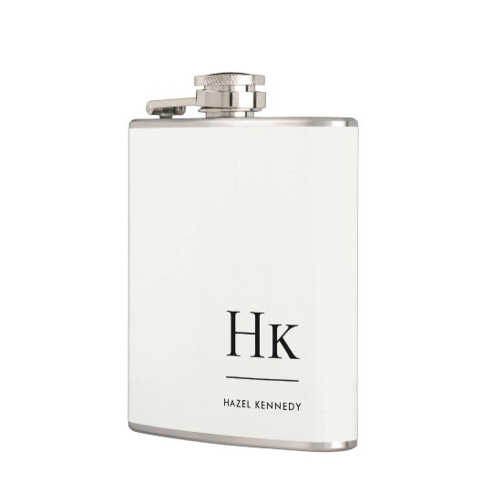 Monogram Personalized Ivory White Bachelorette Flachmann (Links)