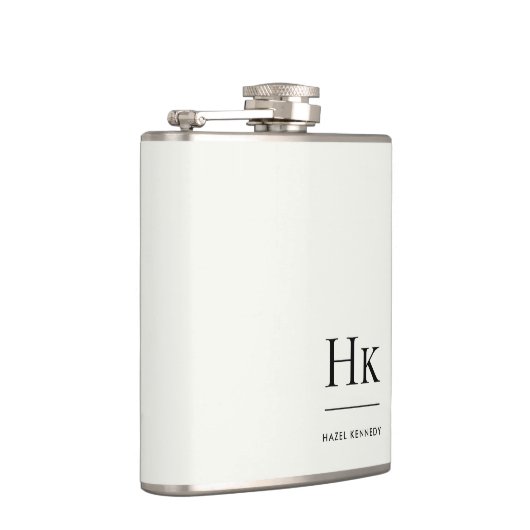 Monogram Personalized Ivory White Bachelorette Flachmann (Rechts)
