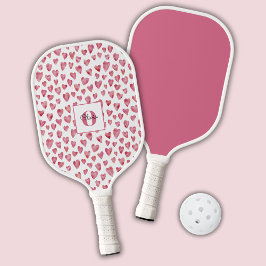 Monogram Personalized Pink Heart Pickleball Paddle